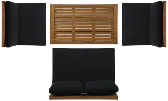 Linon Bluffton 4-Piece Black/Natural Wooden Outdoor Conversation Set-2