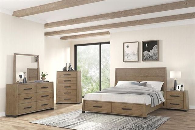 New Classic® Home Furnishings Viera 4-Piece Natural Oak Queen Storage Panel Bedroom Set -1