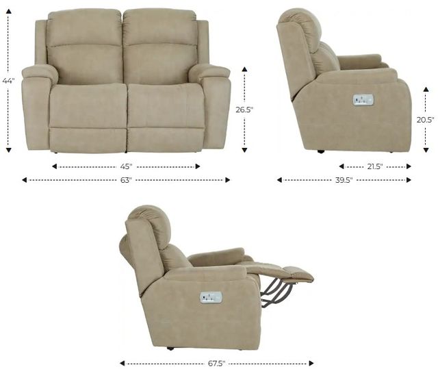 La-Z-Boy® Dorian Mineral Leather Power Reclining Loveseat with Headrest and Lumbar-2