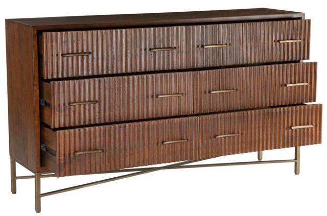 Home Trends & Design Cosmopolitan Antique Brass/Honey Brown Dresser-2