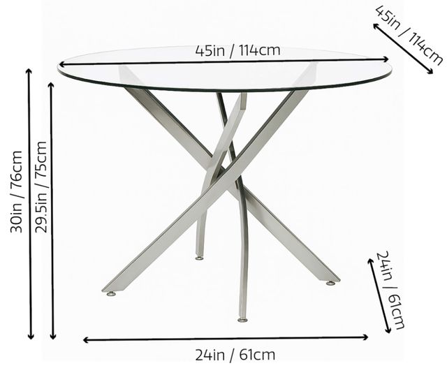 Cramco Bravo Glass Top Round Dining Table with Chrome Base-2