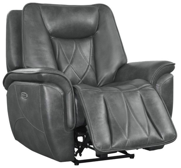 Corinthian Furniture Jordan Charcoal Power Headrest Recliner-3