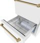 ZLINE Autograph Edition 24 in. Touchstone 168 Can Outdoor-Rated Dual Refrigerator Drawer with Matte White Doors and Polished Gold Handles-5