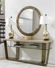 Lexington Home Lauren Canyon Griffith Park Silver Travertine Top Console Table with Burnished Silver Leaf Base-1