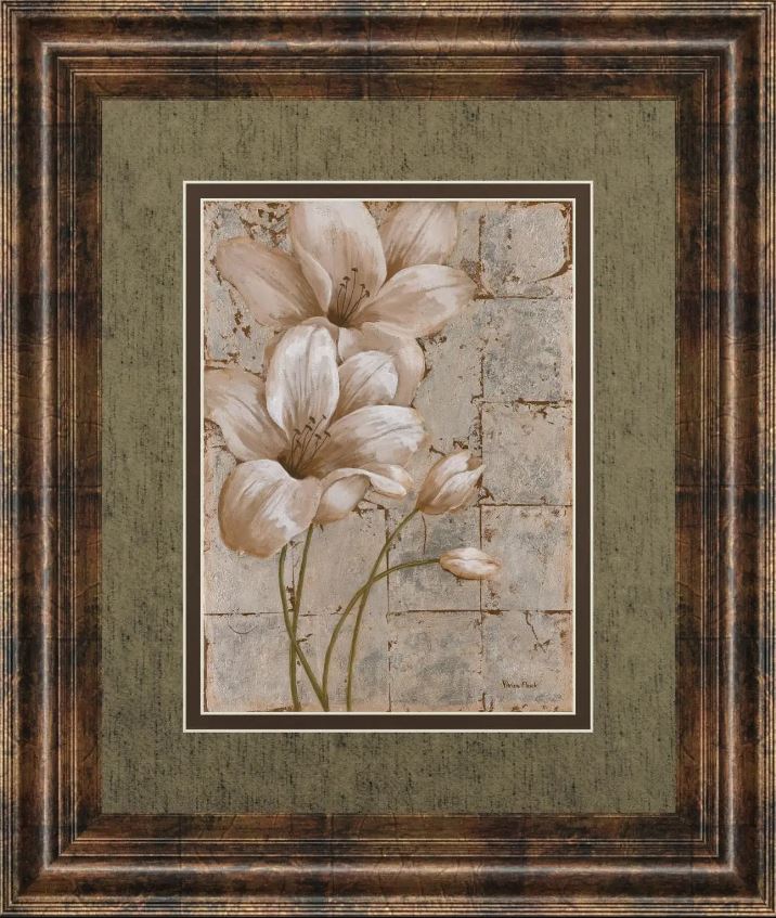 Classy Art Lilies on Silver l by Vivian Flasch Framed Print