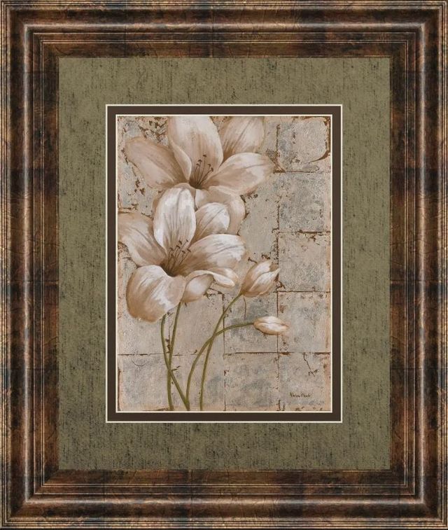 Classy Art Lilies on Silver l by Vivian Flasch Framed Print Wall Art-1