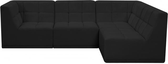 Meridian Furniture Relax 4-Piece Black Velvet Modular Sectional Set-2