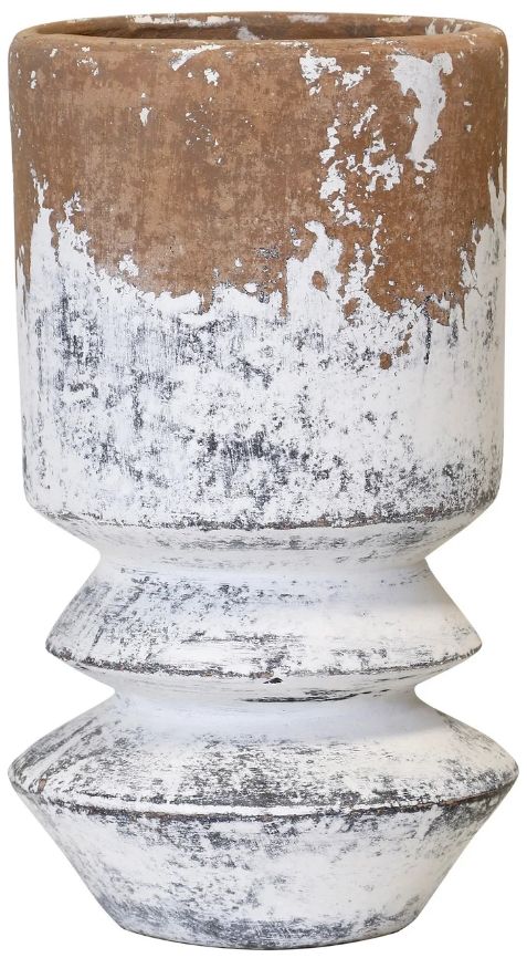 Harp & Finial® Baden Distressed Cream/Terracotta Medium Vase-0