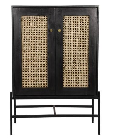 Jaipur Furniture Rattan Range Black/Brown 2-Door Highboard-0