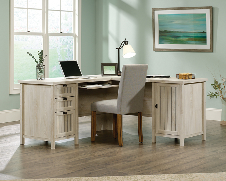 Sauder® Costa Chalked Chestnut® L-Shaped Desk | Big Sandy