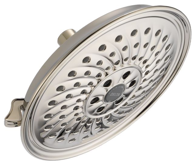 Delta Universal Showering Polished Nickel Round H2Okinetic® 3-Setting Raincan Shower Head-0