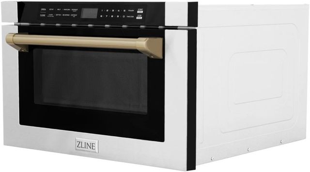 ZLINE Autograph Edition 1.2 Cu. Ft. Stainless Steel/Champagne Bronze Microwave Drawer-2