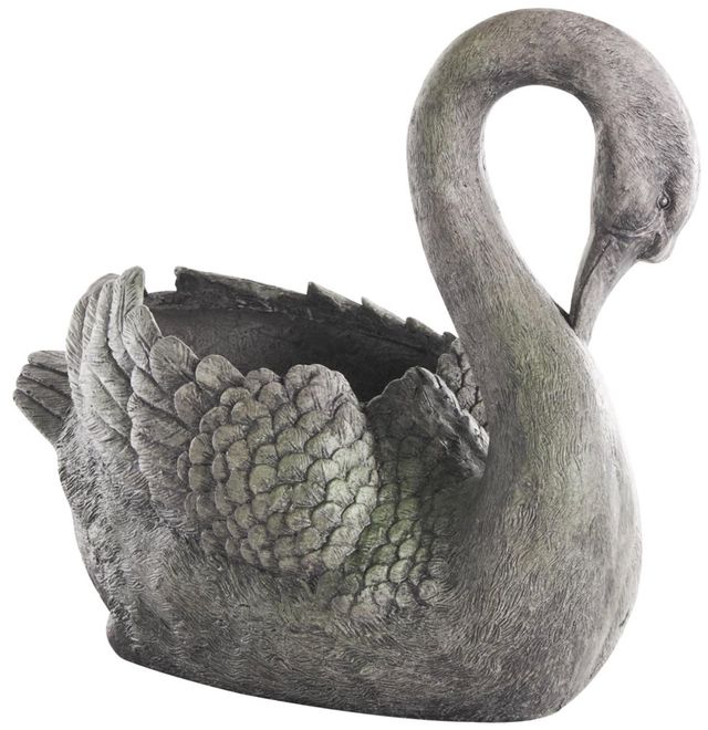 Deco Marche Gray Swan Textured Planter with Patina Accents-1