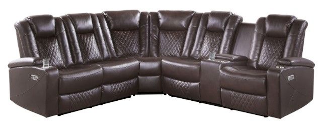 Homelegance® Caelan Dark Brown 3-Piece Sectional Sofa Set-0