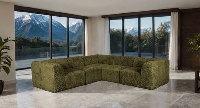 Furniture of America® Nappi Olive Green L-Shape Sectional-2