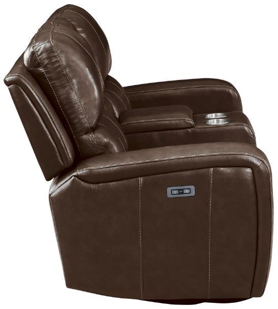New Classic® Home Furnishings Linton Brown Leather Console Loveseat with Power Footrest-2