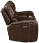 New Classic® Home Furnishings Linton Brown Leather Console Loveseat with Power Footrest-2