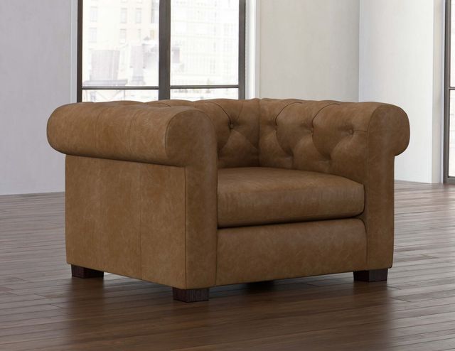 Bassett® Furniture Jamestown Benchmade Soft Umber Leather Chair-2