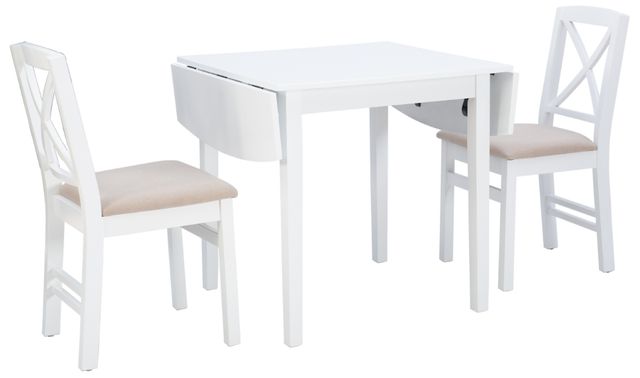 Linon Torino 3-Piece White Drop Leaf Dining Set-0