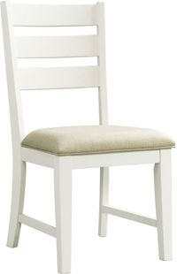 front view of the Elements International Park Creek Cottage White Ladder Back Dining Chair