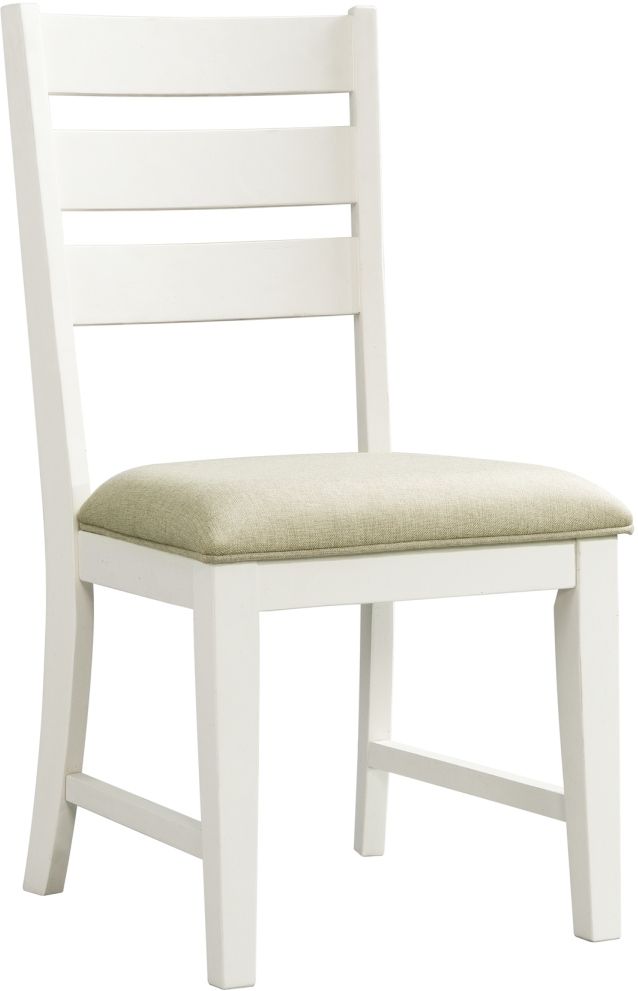 Elements International Park Creek Cottage White Ladder Back Dining Chair-0