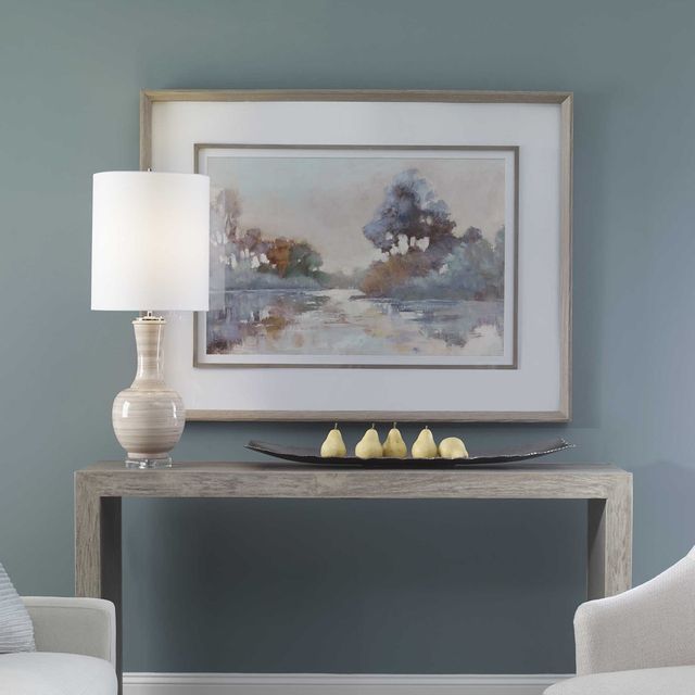 Uttermost® Morning Lake Watercolor White Oak Framed Print-1