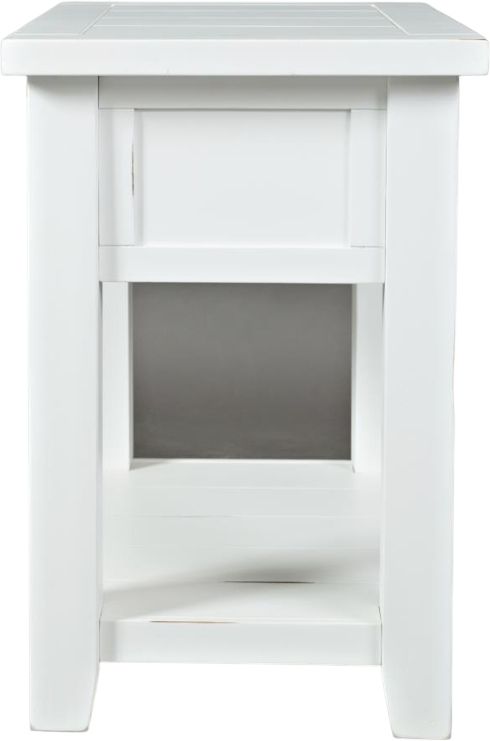 Jofran Inc. Artisan's Craft Distressed Weathered White Chairside Table-2