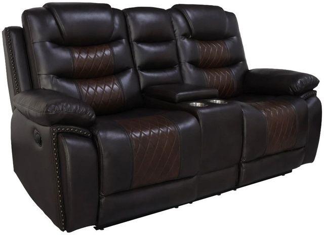 New Classic® Home Furnishings Nikko Brown Dual Manual Reclining Console Loveseat-0