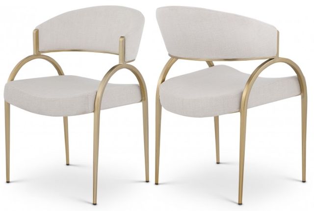 Meridian Furniture Privet Beige/Brushed Brass Dining Chair-3