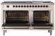 Ilve® Nostalgie II Noblesse 60'' Antique White Pro Style Dual Fuel Range with Burnished Trim-1