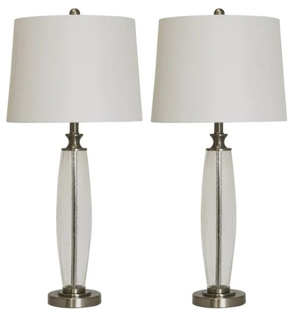 Stylecraft 2-Piece Clear/White Glass Table Lamp-0