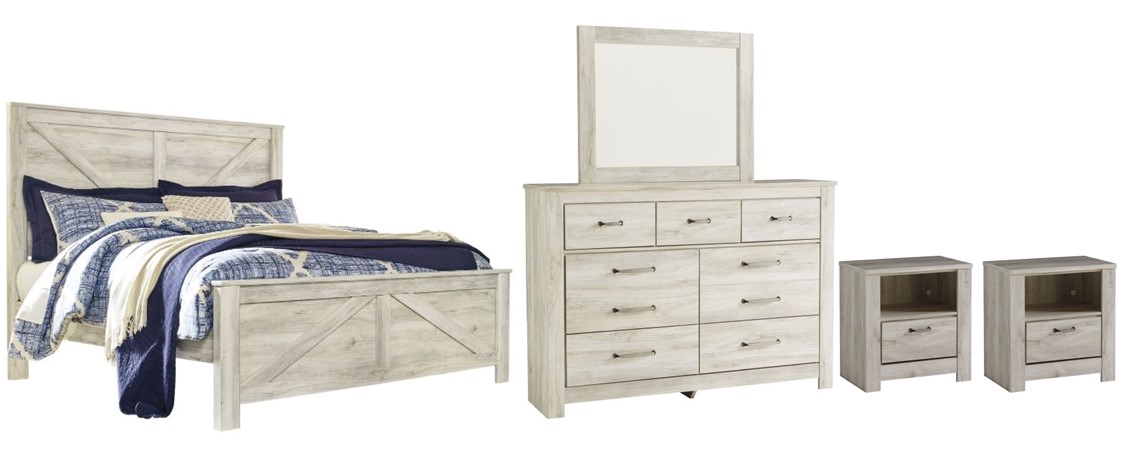 Bellaby 5 Piece Queen Panel Bedroom - White Wash