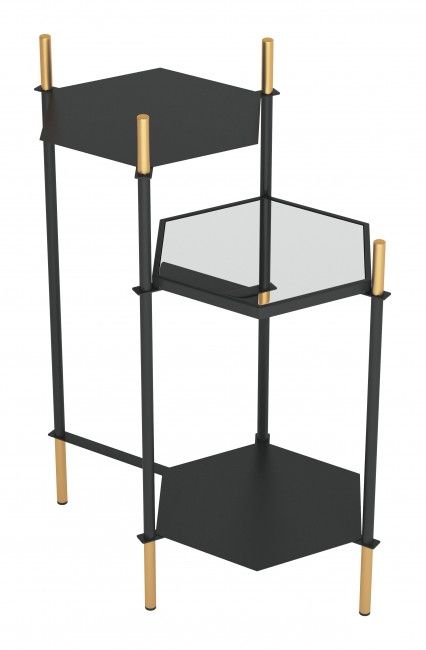 Zuo® Modern William Glass Top Two Tier Side Table with Black Framework -2