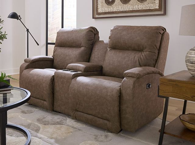 Best® Home Furnishings Customizable Maverly Leather Manual Reclining Space Saver® Loveseat with Console-2