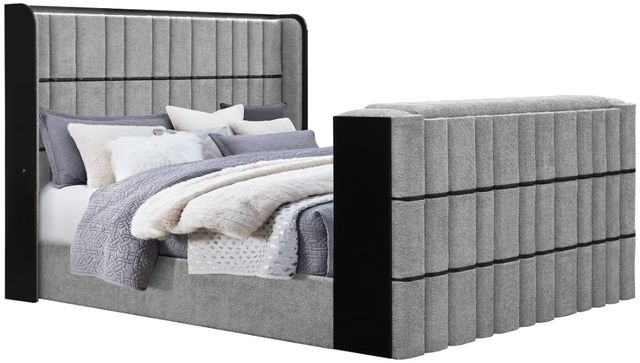 Global Furniture USA Isabella Gray King Sleigh Bed with LED-0