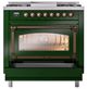 Ilve® Nostalgie II Noblesse 36'' Emerald Green Pro Style Dual Fuel Range with Burnished Trim-3