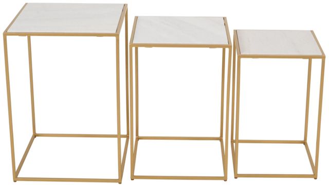 Jofran Inc. Oliver 3-Piece White Nesting Table with Gold Base Set-0
