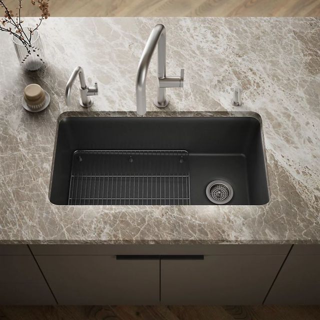 KOHLER® Cairn® Matte Graphite 34" Undermount Single-Bowl Kitchen Sink-1