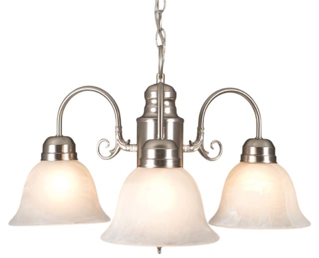 YHD Manzanita Satin Nickel/White 3-Light Chandelier-0