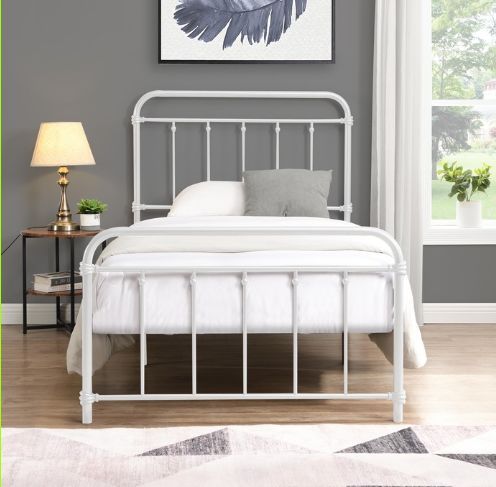 Milton Greens Stars White Twin Metal Farmhouse Classic Platform Bed-2