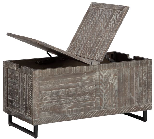 Signature Design by Ashley® Coltport Distressed Gray Storage Trunk-1