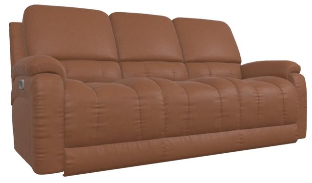 La-Z-Boy® Greyson Caramel Leather Power Reclining Sofa with Headrest-0