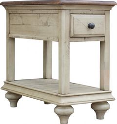 Cottage Creek Furniture Hampton Brown Chairside Table with Off-White Base