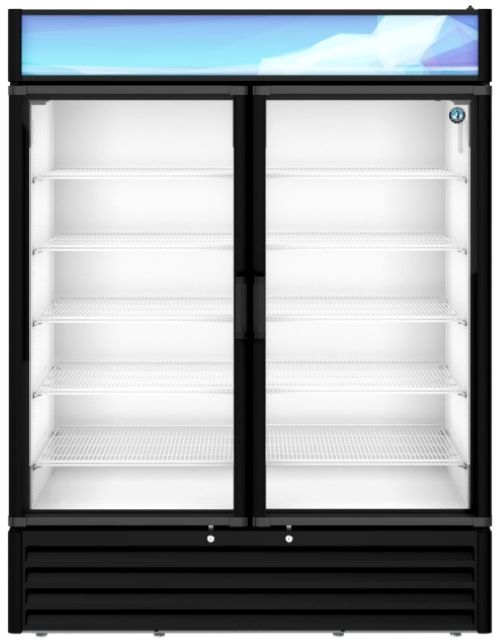 Hoshizaki 60" 42.6 Cu. Ft. Black Painted Aluminum Two Section Glass Door Merchandiser Refrigerator-0