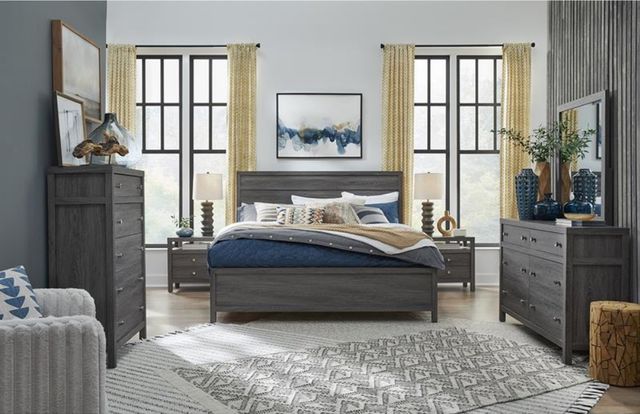 Magnussen Home® Merrifield Merino Pearl/Raisin Black King Panel Bed with Upholstered Headboard-1