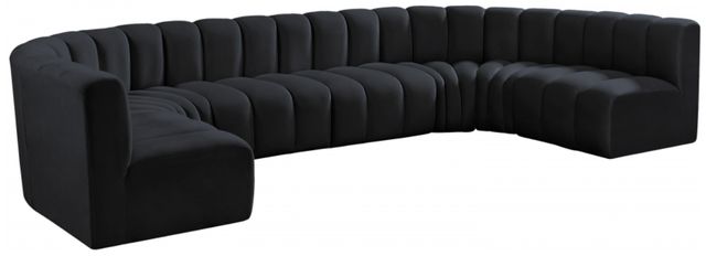 Meridian Furniture Arc 8-Piece Black Velvet Sectional-0