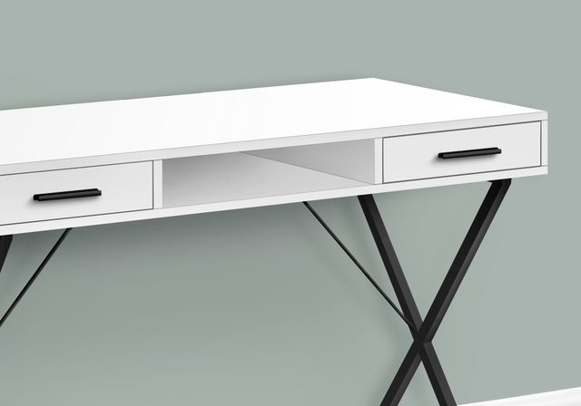 Monarch Specialties Inc. White/Black Metal Computer Desk-1