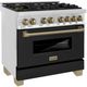 ZLINE Autograph Edition 36" Stainless Steel Pro Style Dual Fuel Range with Black Matte Door-2