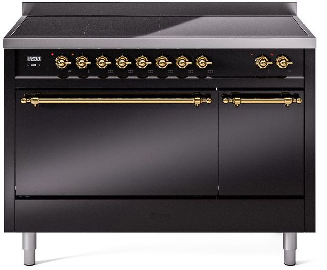 Ilve® Nostalgie II Series 48" Glossy Black Pro Style Induction Range-0