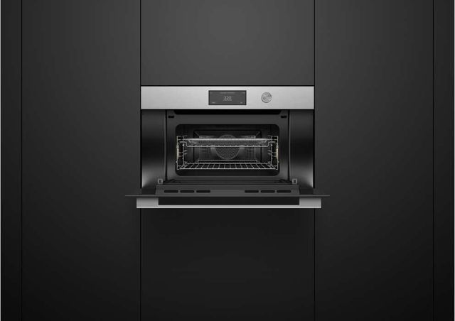 Fisher & Paykel Series 9 Contemporary 30" Brushed Silver Glass Compact Convection Speed Oven-3
